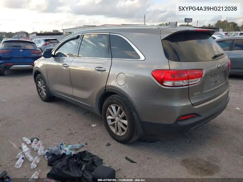 5XYPG4A39HG212038 2017 Kia Sorento 2.4L Lx