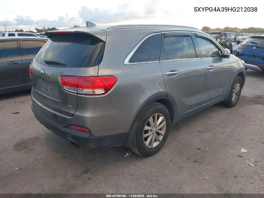 5XYPG4A39HG212038 2017 Kia Sorento 2.4L Lx