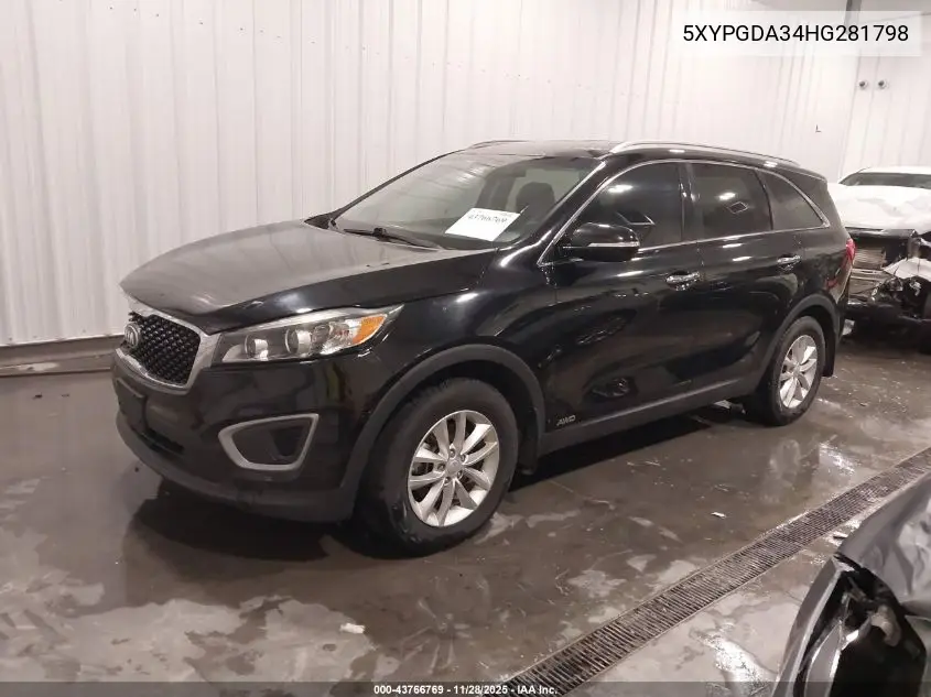 5XYPGDA34HG281798 2017 Kia Sorento 2.4L Lx