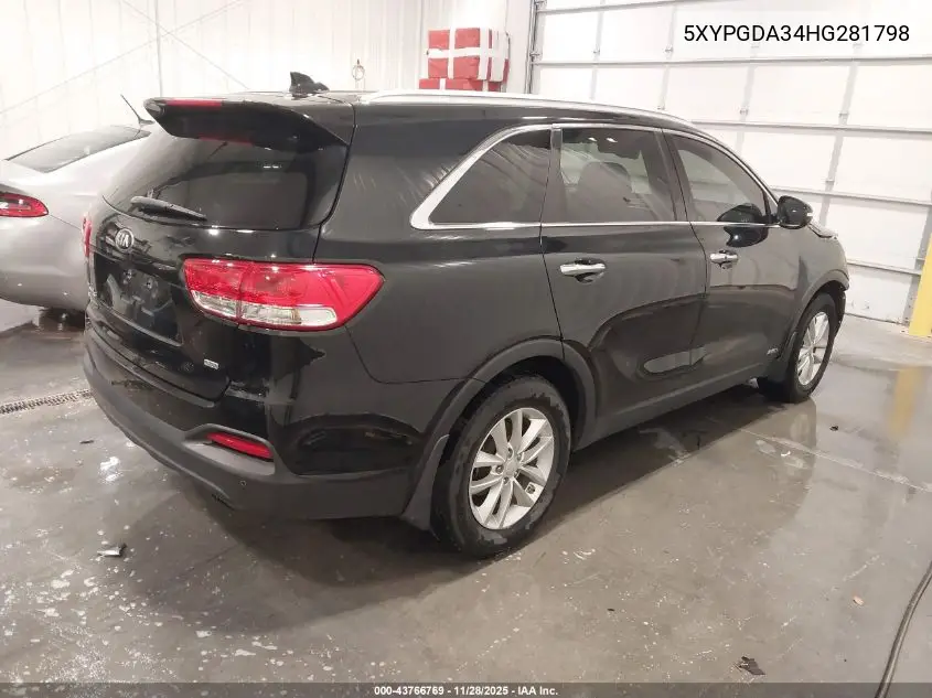 5XYPGDA34HG281798 2017 Kia Sorento 2.4L Lx