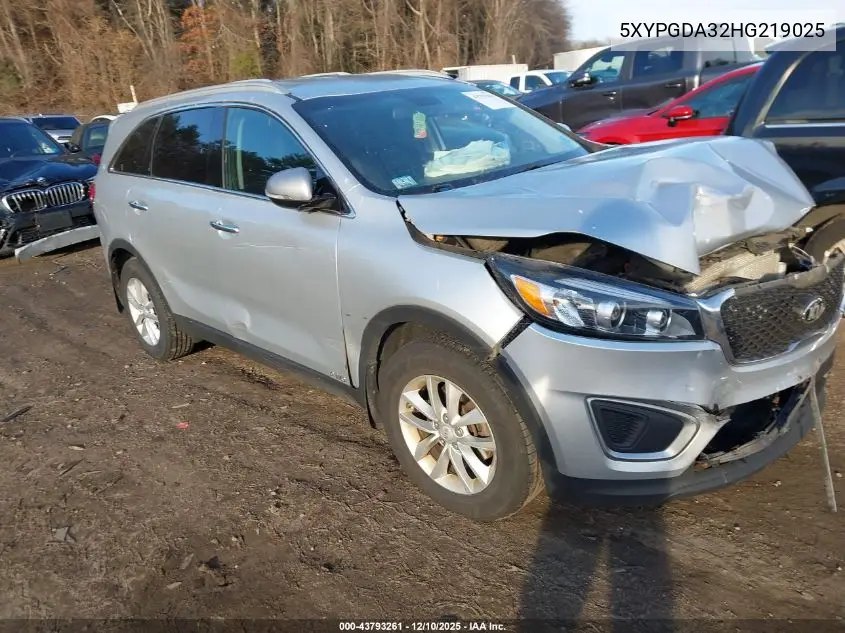 5XYPGDA32HG219025 2017 Kia Sorento 2.4L Lx