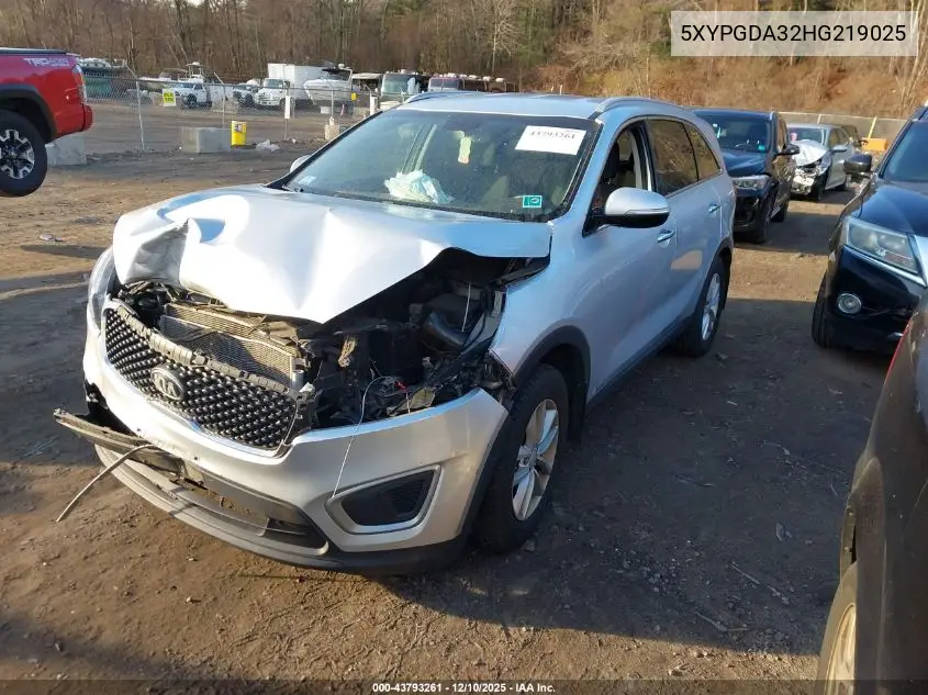 5XYPGDA32HG219025 2017 Kia Sorento 2.4L Lx