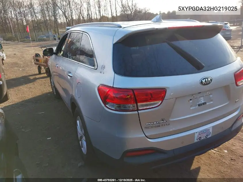 5XYPGDA32HG219025 2017 Kia Sorento 2.4L Lx