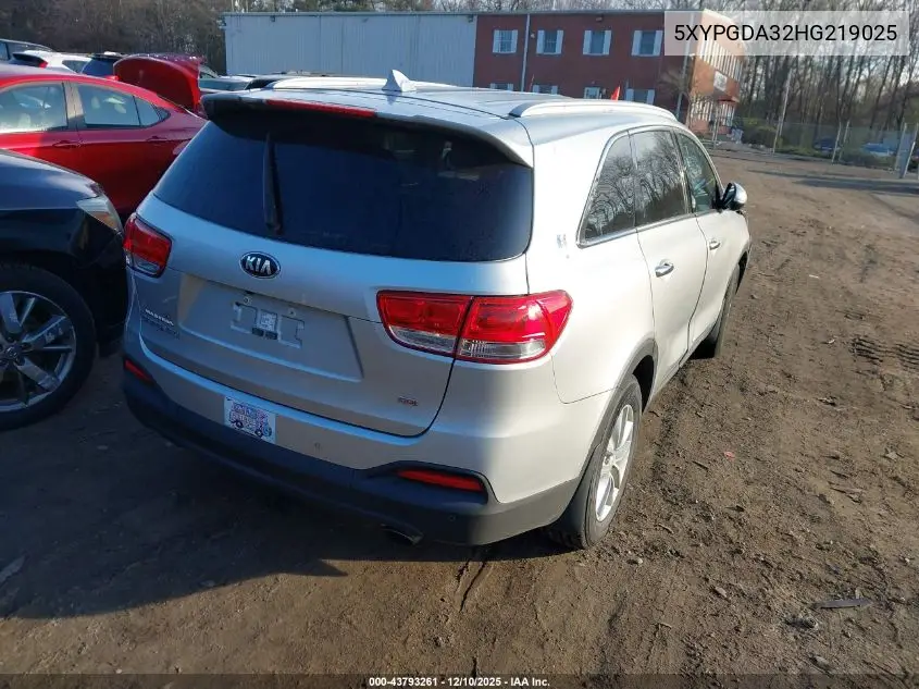 5XYPGDA32HG219025 2017 Kia Sorento 2.4L Lx