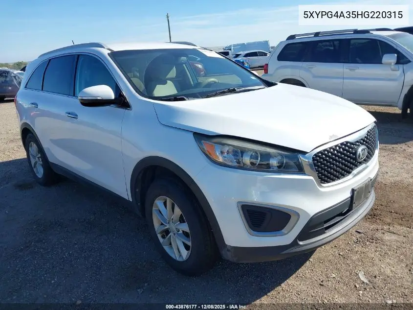 5XYPG4A35HG220315 2017 Kia Sorento 2.4L Lx