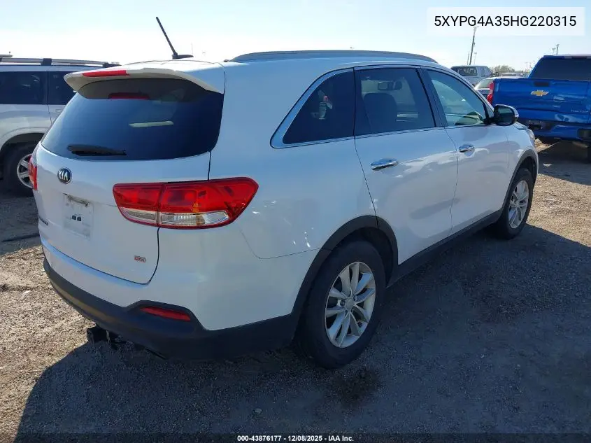 5XYPG4A35HG220315 2017 Kia Sorento 2.4L Lx