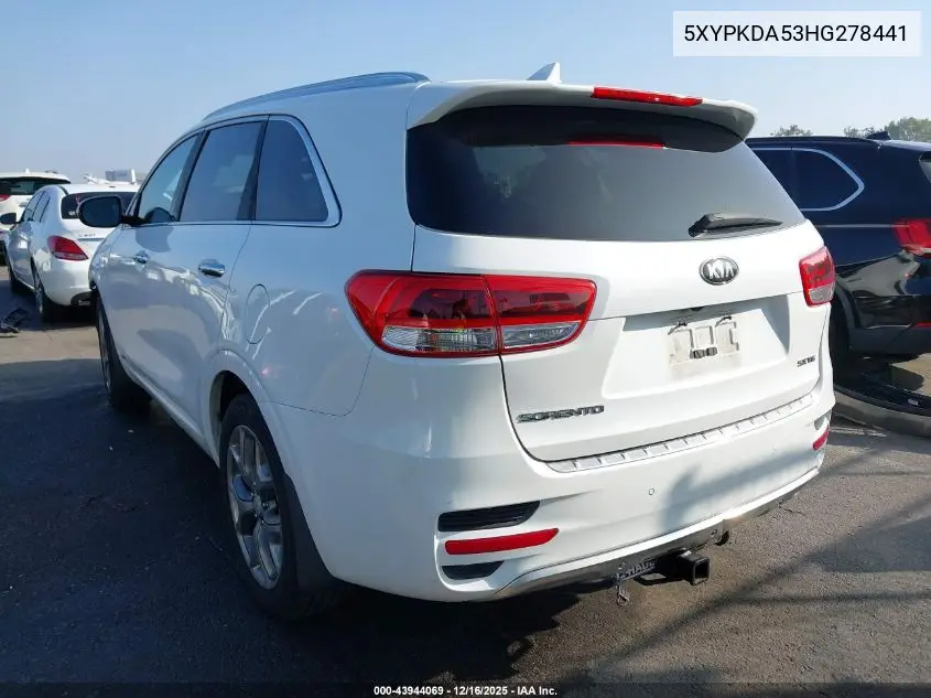 5XYPKDA53HG278441 2017 Kia Sorento 3.3L Sx