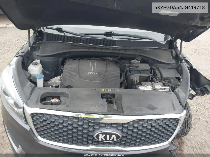 5XYPGDA54JG419718 2018 Kia Sorento 3.3L Lx