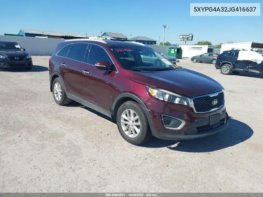 5XYPG4A32JG416637 2018 Kia Sorento 2.4L Lx