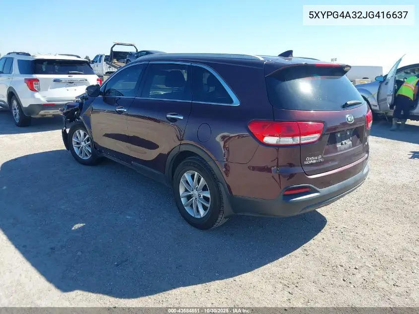 5XYPG4A32JG416637 2018 Kia Sorento 2.4L Lx