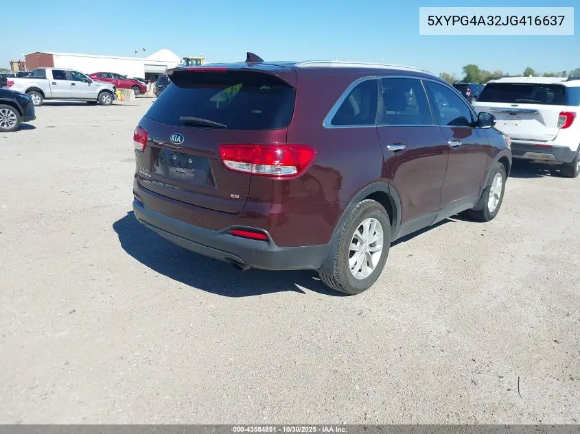 5XYPG4A32JG416637 2018 Kia Sorento 2.4L Lx
