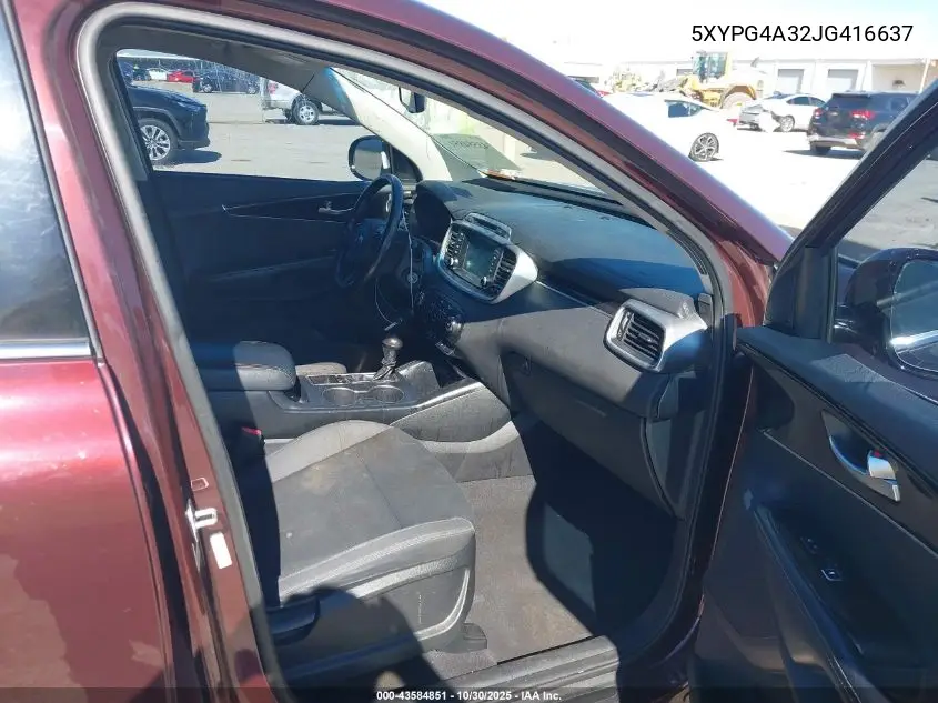 5XYPG4A32JG416637 2018 Kia Sorento 2.4L Lx