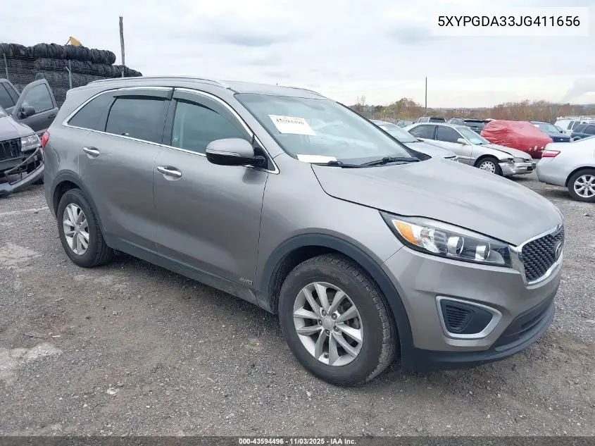 5XYPGDA33JG411656 2018 Kia Sorento 2.4L Lx