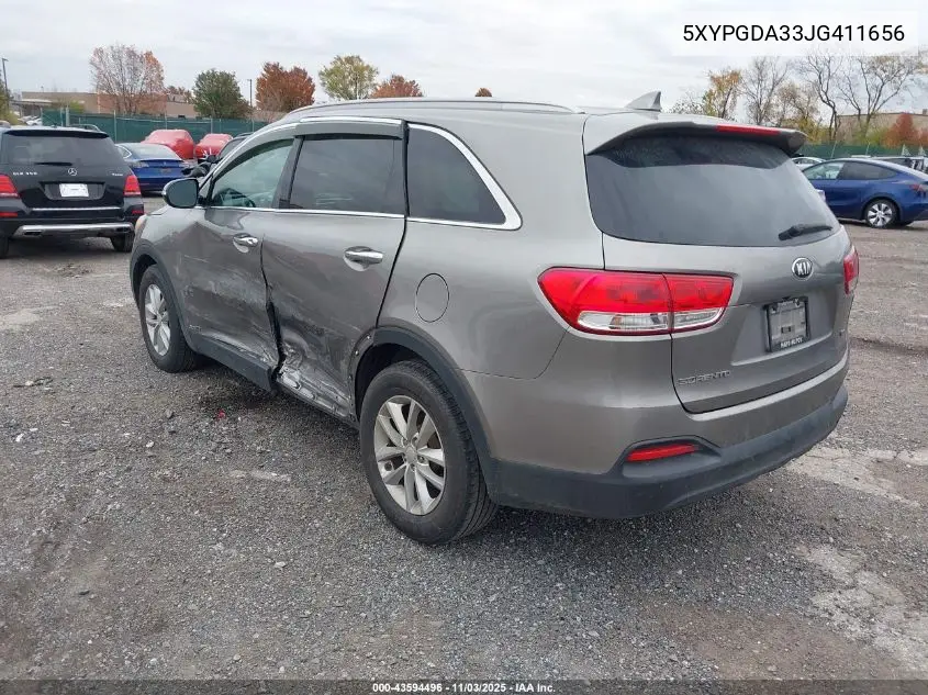 5XYPGDA33JG411656 2018 Kia Sorento 2.4L Lx