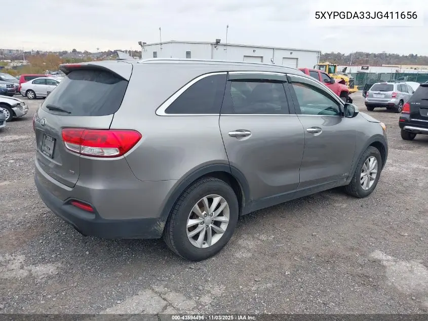 5XYPGDA33JG411656 2018 Kia Sorento 2.4L Lx