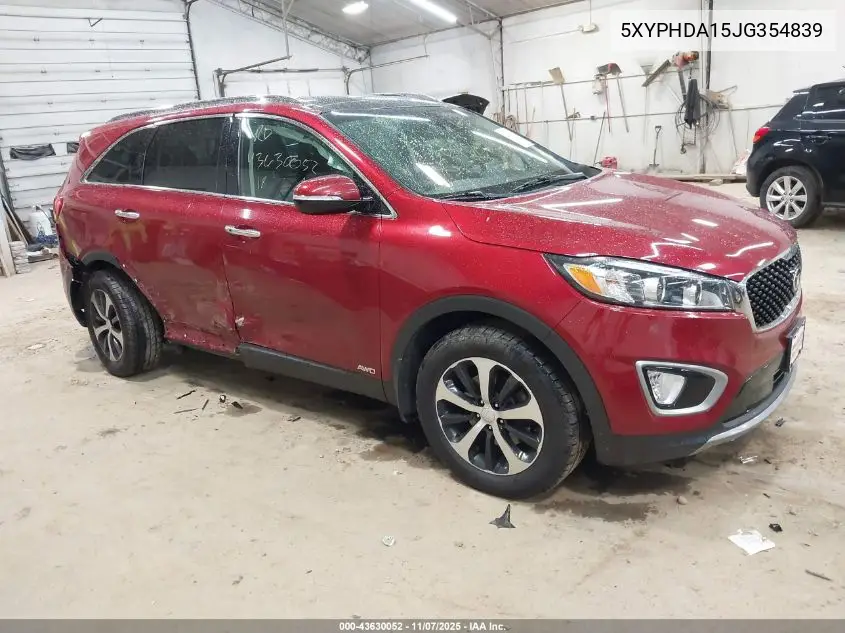 5XYPHDA15JG354839 2018 Kia Sorento 2.0T Ex
