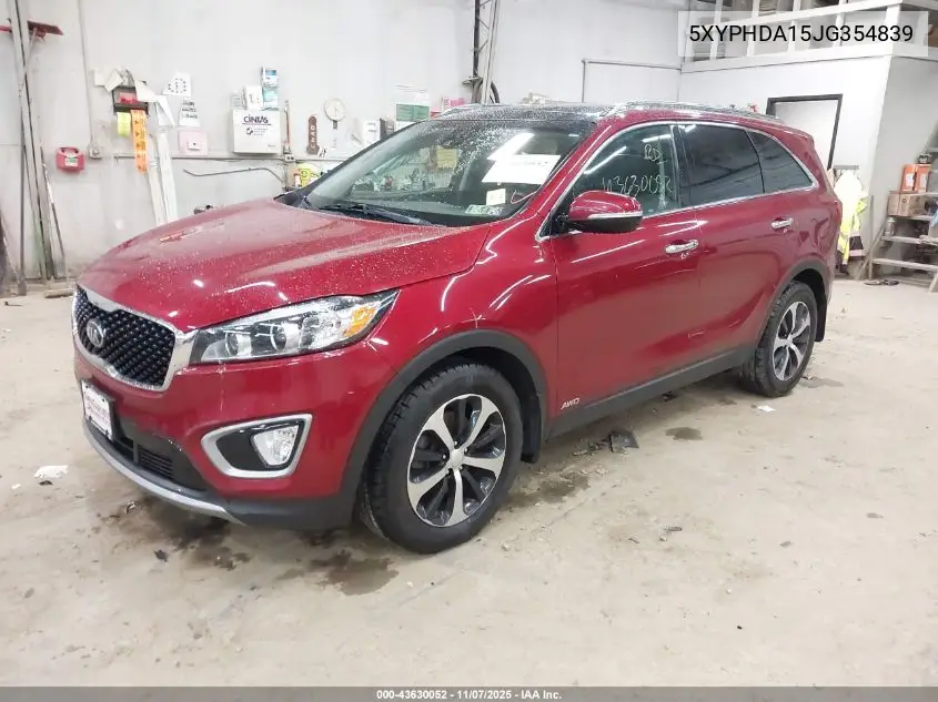5XYPHDA15JG354839 2018 Kia Sorento 2.0T Ex