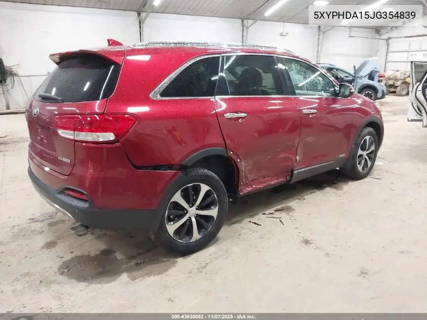 5XYPHDA15JG354839 2018 Kia Sorento 2.0T Ex