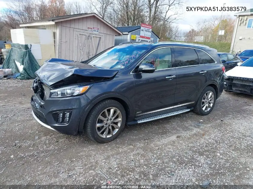 5XYPKDA51JG383579 2018 Kia Sorento 3.3L Sxl