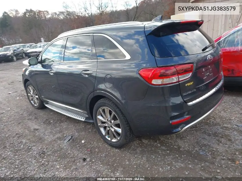 5XYPKDA51JG383579 2018 Kia Sorento 3.3L Sxl