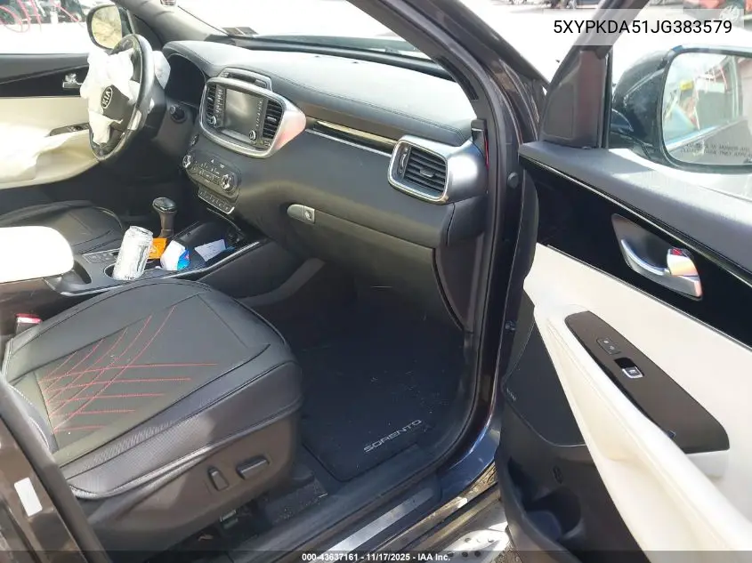 5XYPKDA51JG383579 2018 Kia Sorento 3.3L Sxl