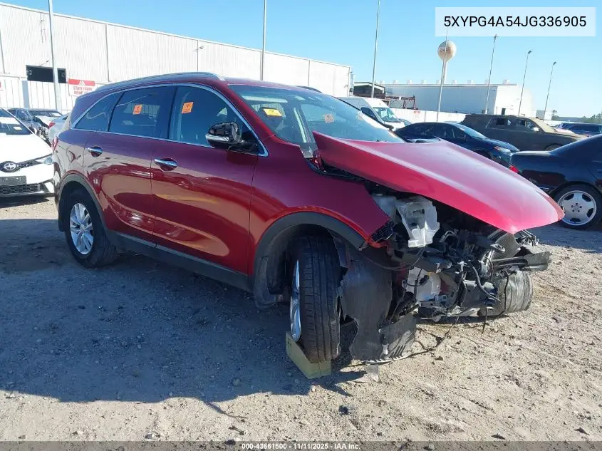 5XYPG4A54JG336905 2018 Kia Sorento 3.3L Lx
