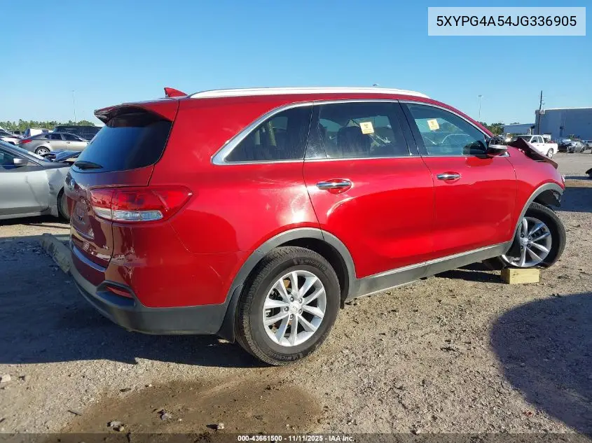 5XYPG4A54JG336905 2018 Kia Sorento 3.3L Lx