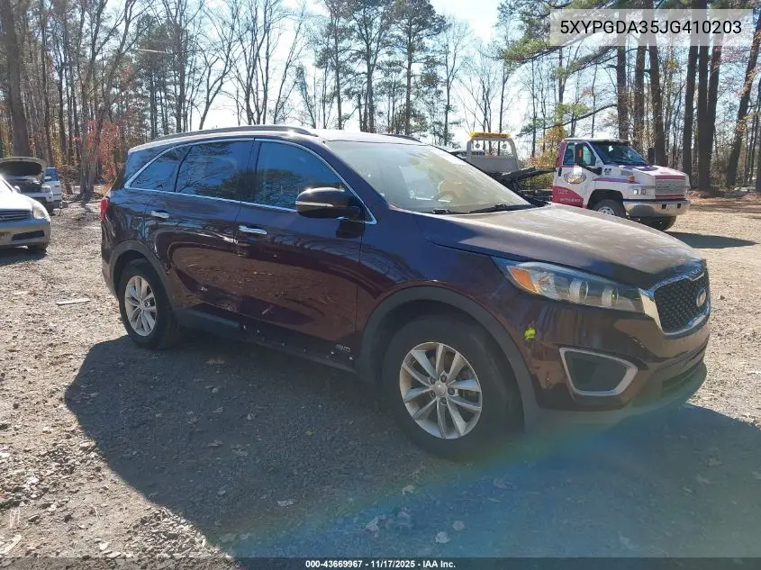 5XYPGDA35JG410203 2018 Kia Sorento 2.4L Lx