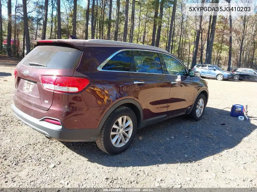 5XYPGDA35JG410203 2018 Kia Sorento 2.4L Lx