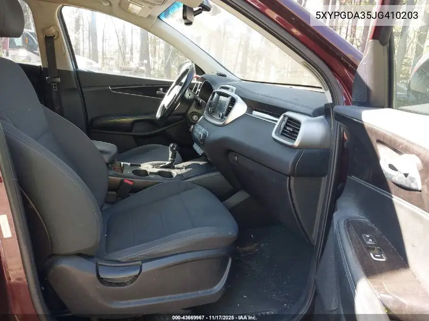 5XYPGDA35JG410203 2018 Kia Sorento 2.4L Lx