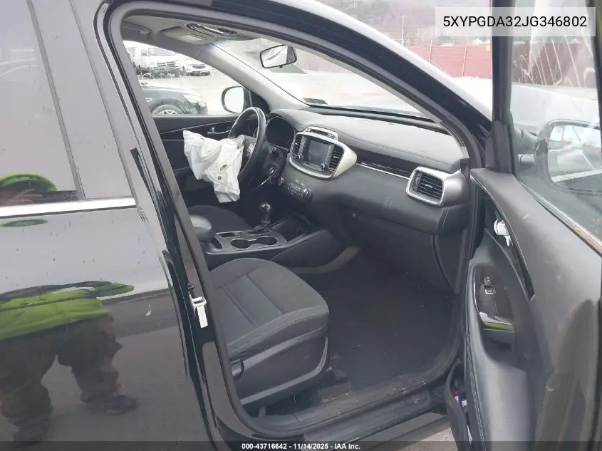 5XYPGDA32JG346802 2018 Kia Sorento 2.4L Lx