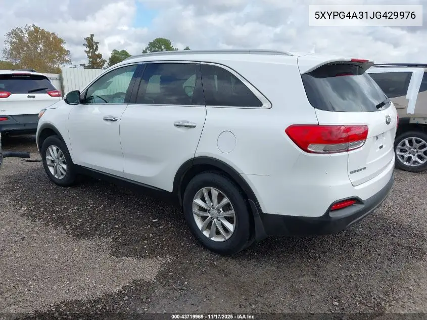 5XYPG4A31JG429976 2018 Kia Sorento 2.4L Lx