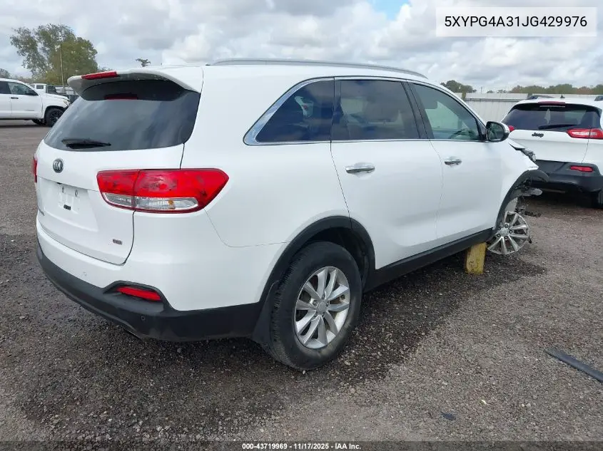 5XYPG4A31JG429976 2018 Kia Sorento 2.4L Lx