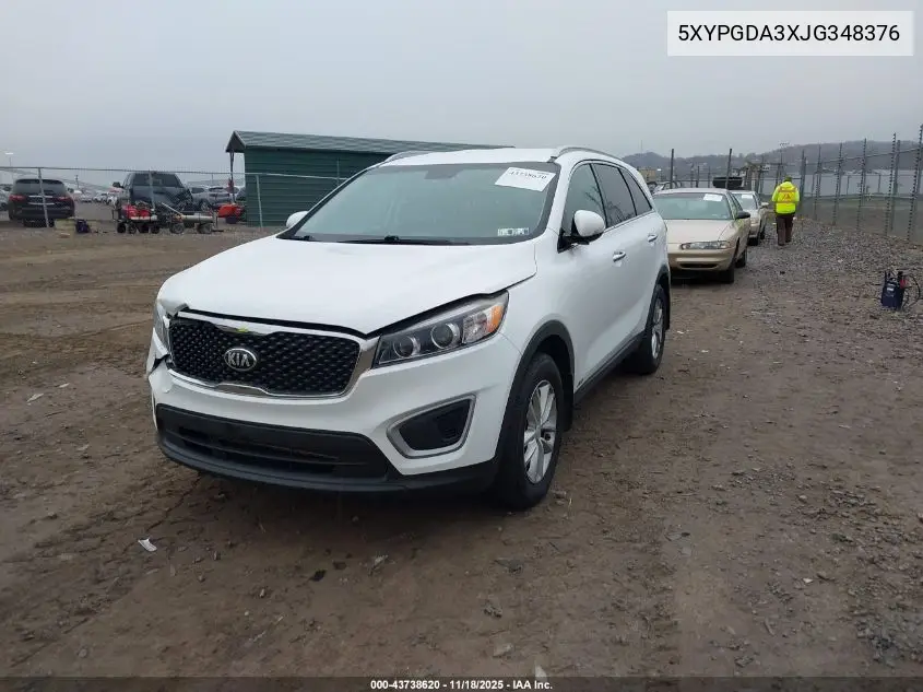 5XYPGDA3XJG348376 2018 Kia Sorento 2.4L Lx