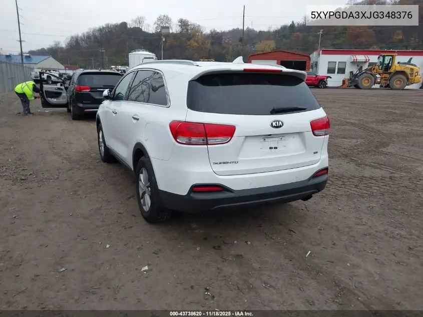 5XYPGDA3XJG348376 2018 Kia Sorento 2.4L Lx