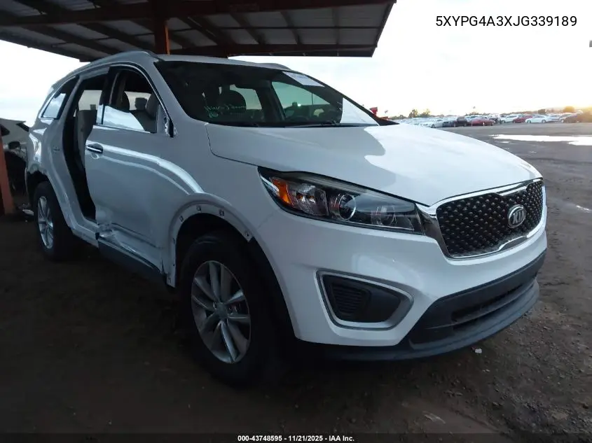5XYPG4A3XJG339189 2018 Kia Sorento 2.4L Lx
