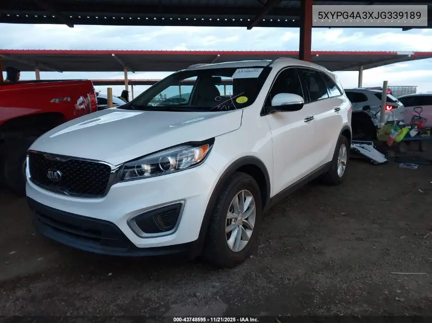 5XYPG4A3XJG339189 2018 Kia Sorento 2.4L Lx
