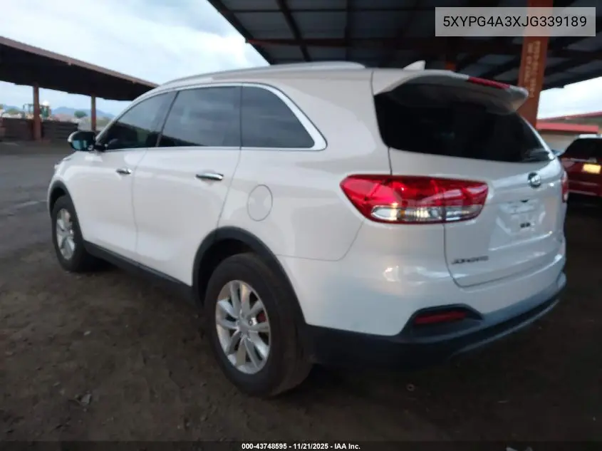 5XYPG4A3XJG339189 2018 Kia Sorento 2.4L Lx