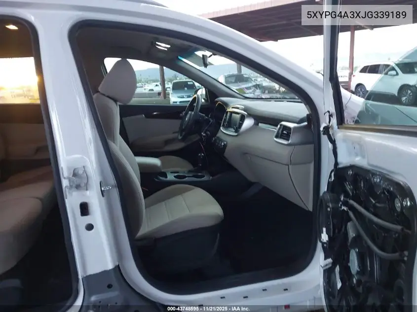 5XYPG4A3XJG339189 2018 Kia Sorento 2.4L Lx