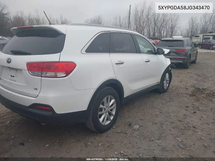 5XYPGDA58JG343470 2018 Kia Sorento 3.3L Lx