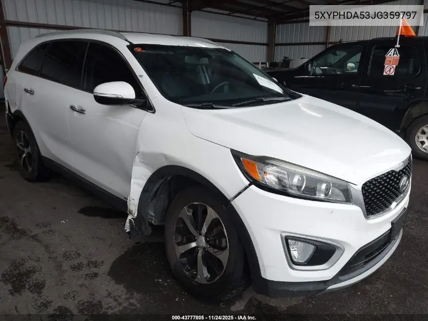 5XYPHDA53JG359797 2018 Kia Sorento 3.3L Ex