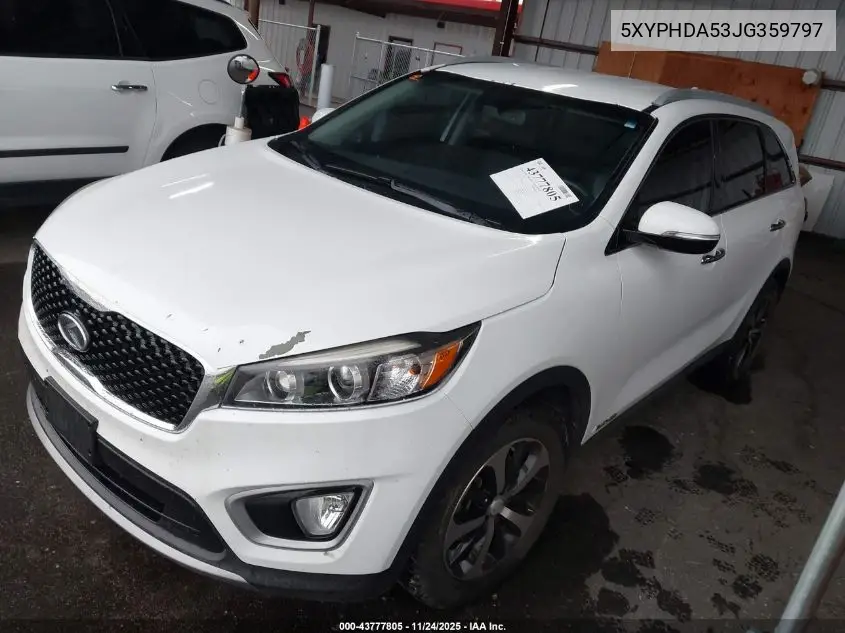 5XYPHDA53JG359797 2018 Kia Sorento 3.3L Ex