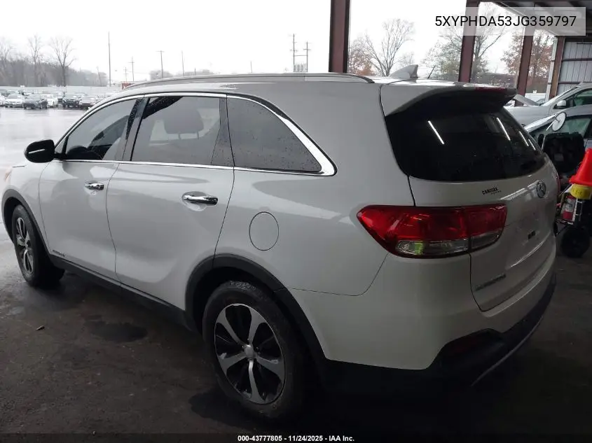 5XYPHDA53JG359797 2018 Kia Sorento 3.3L Ex