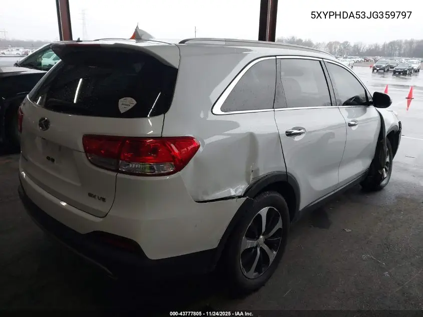 5XYPHDA53JG359797 2018 Kia Sorento 3.3L Ex