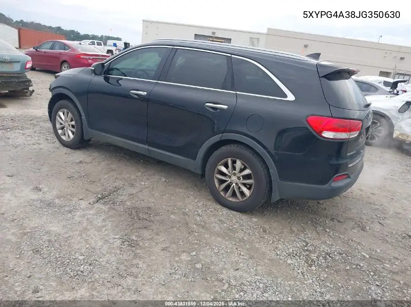 5XYPG4A38JG350630 2018 Kia Sorento 2.4L Lx