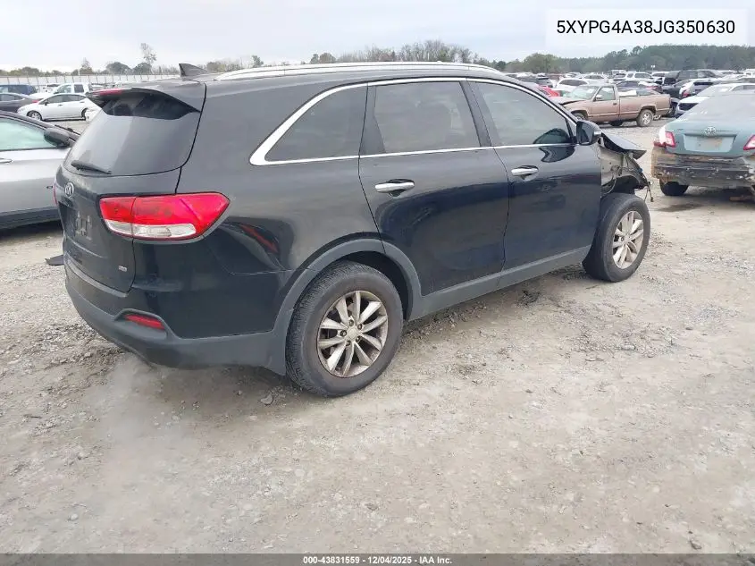 5XYPG4A38JG350630 2018 Kia Sorento 2.4L Lx
