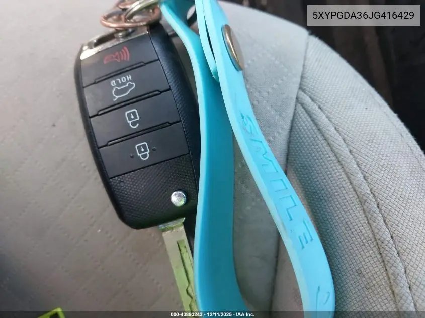 5XYPGDA36JG416429 2018 Kia Sorento 2.4L Lx