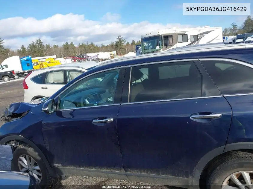 5XYPGDA36JG416429 2018 Kia Sorento 2.4L Lx