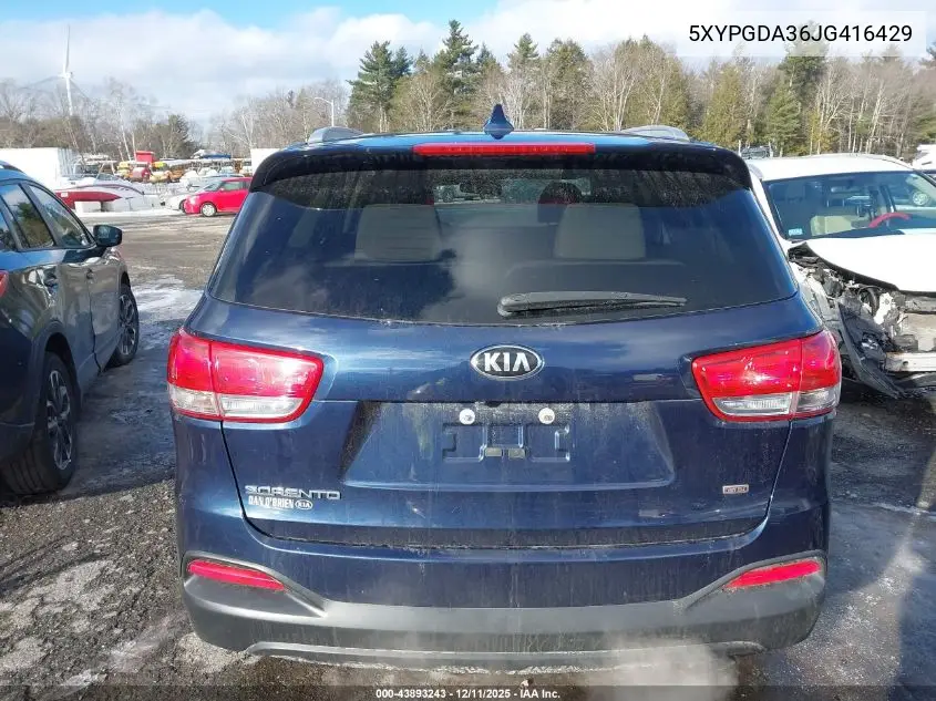 5XYPGDA36JG416429 2018 Kia Sorento 2.4L Lx