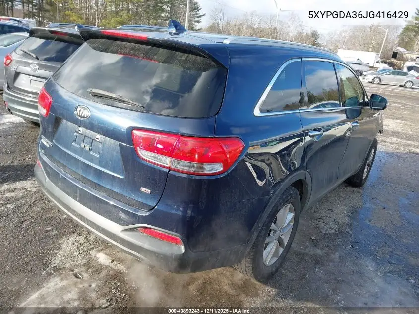 5XYPGDA36JG416429 2018 Kia Sorento 2.4L Lx